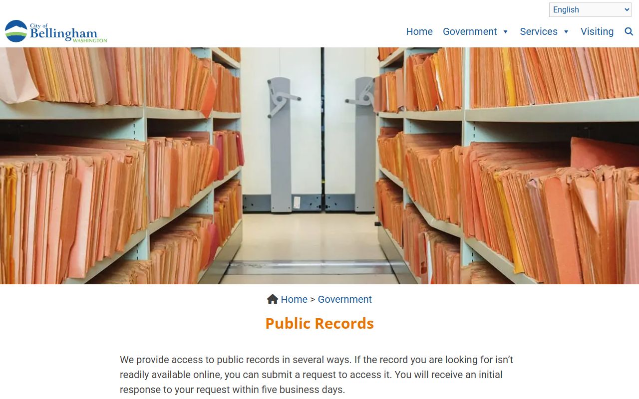 Bellingham City Clerk public records office for death-related record requests
