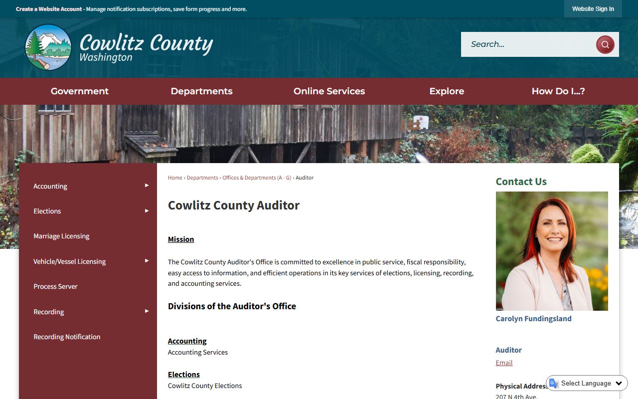 Cowlitz County Auditor office for Longview death records research