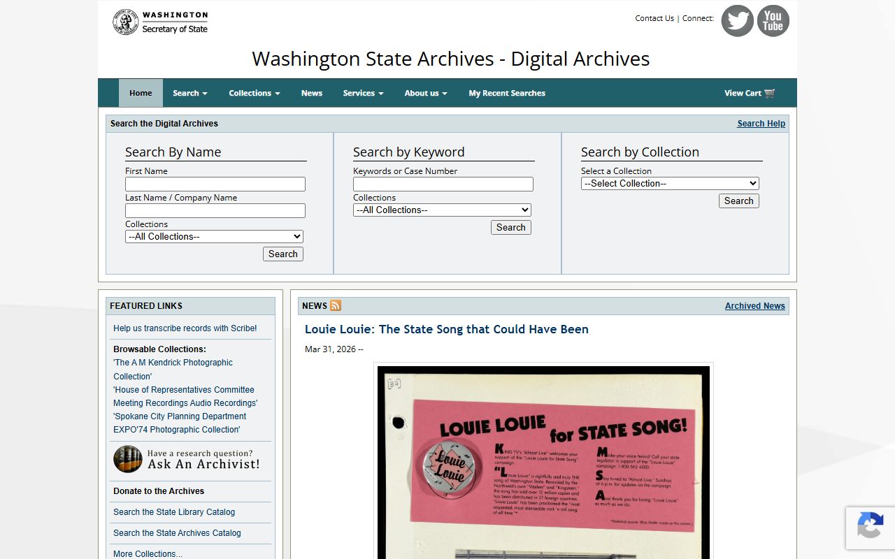 Washington State Digital Archives search interface for Seattle death index records