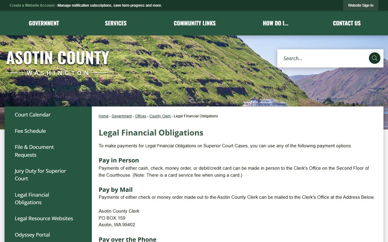 Asotin County Auditor office website