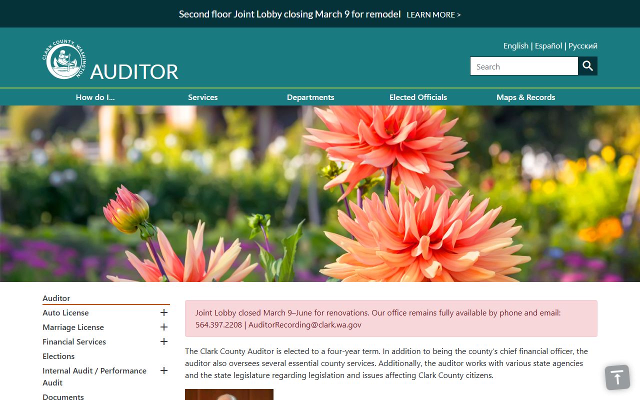 Clark County Auditor office website