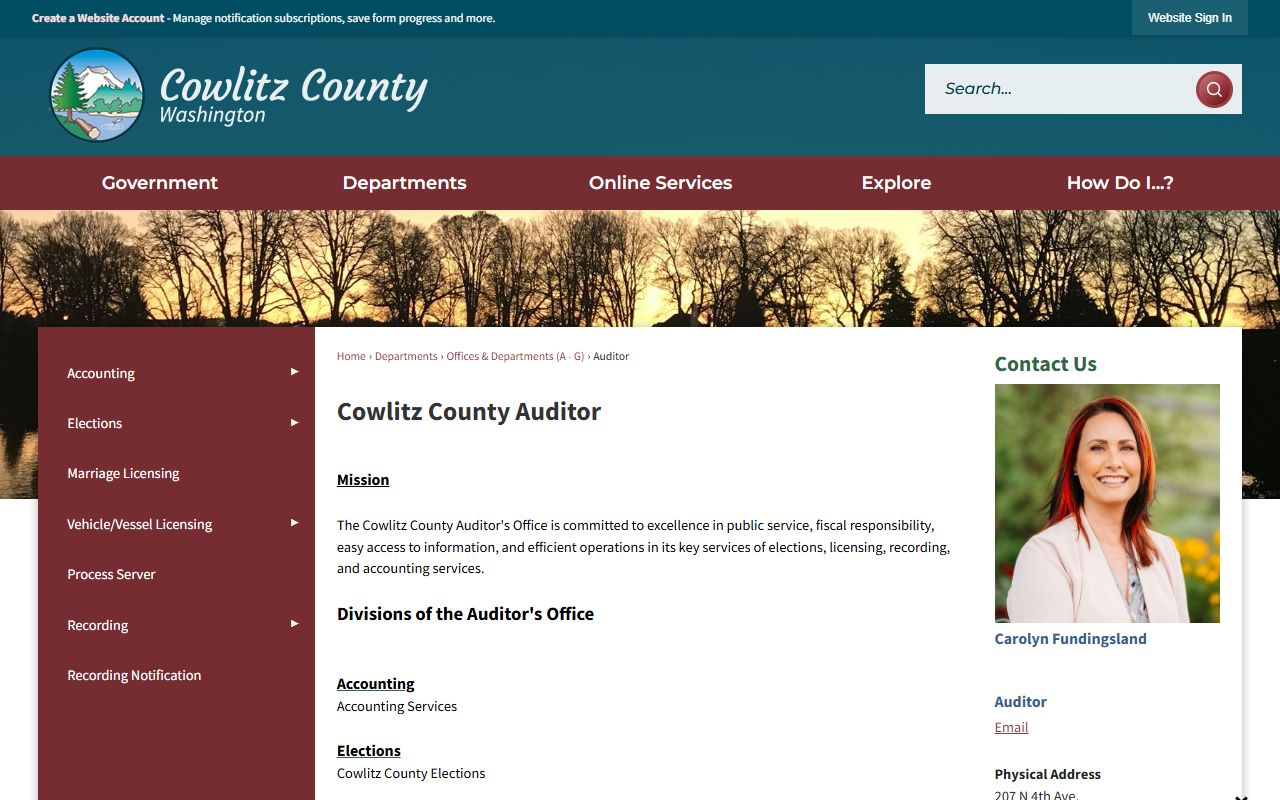 Cowlitz County Auditor office website