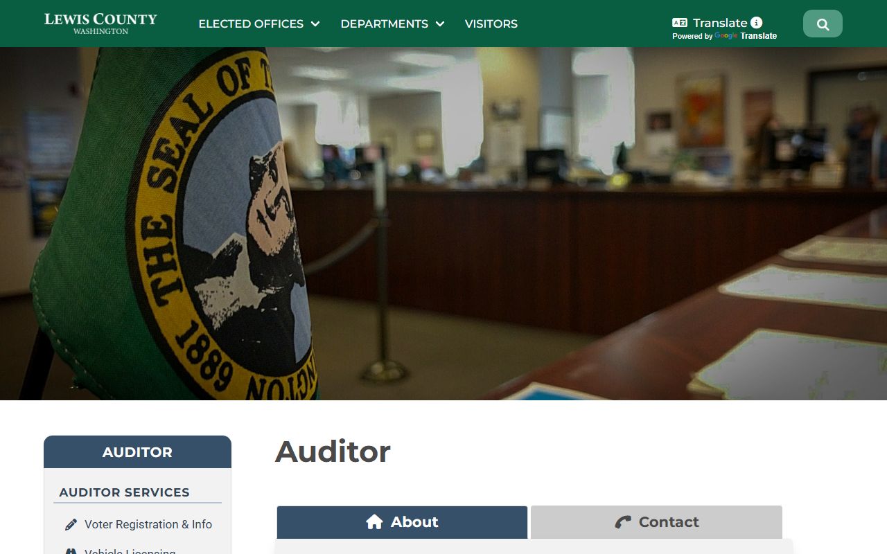 Lewis County Auditor office website showing records and vital records services