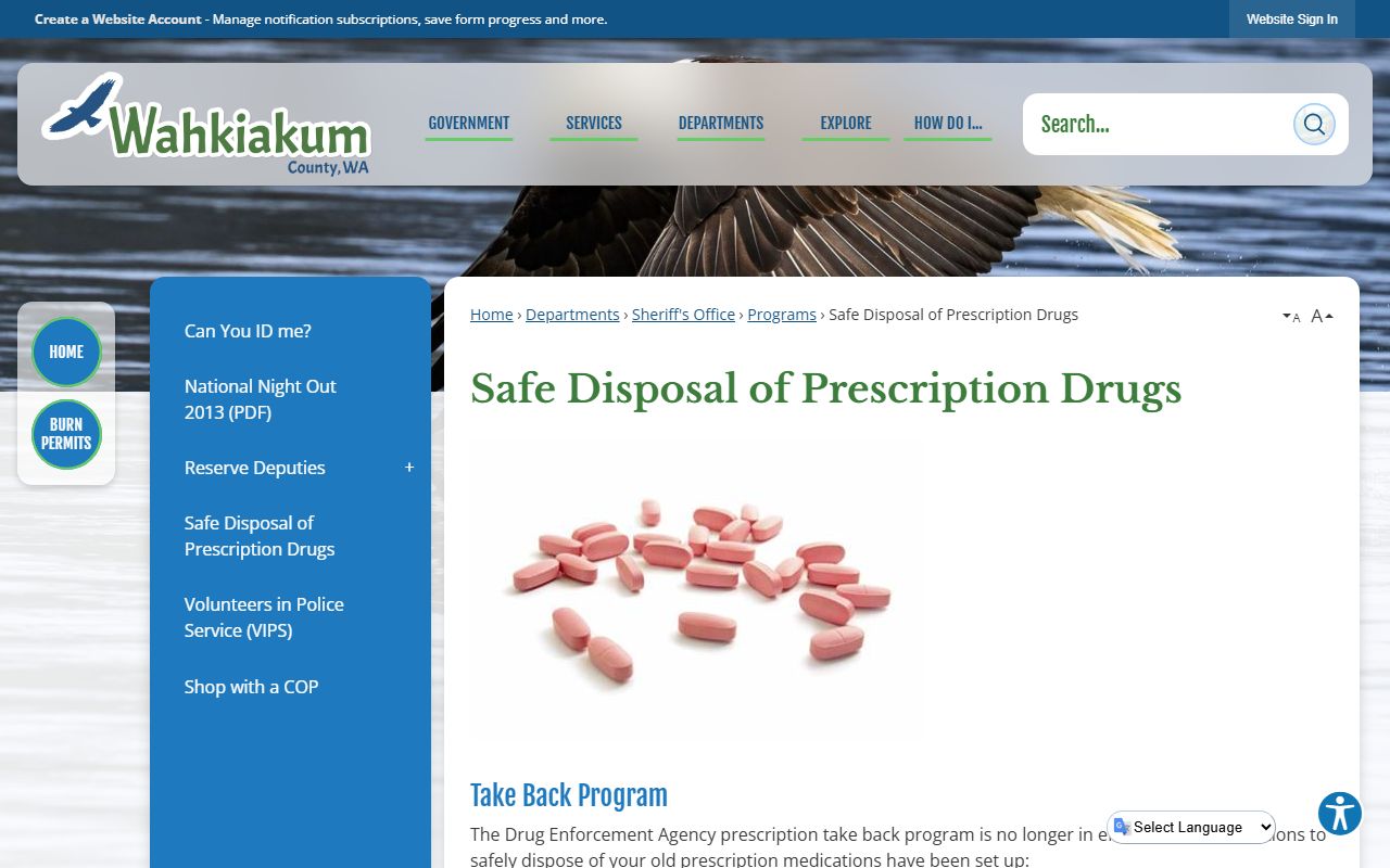 Wahkiakum County Auditor's office website showing county records services